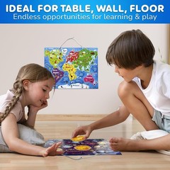 Educational Magnetic Puzzles for Kids 3-5: World, USA, Space