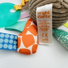 Bright Starts Playful Pals Sloth Gray Teether Rattle Crinkle Baby Activity Toy