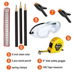 Kids Real 20Pcs Construction Tool Set with Blue Toolbox and Protective Clothi…