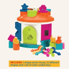 Battat – Shape Sorter House – Color and Shape Sorting Toy with 6 Keys and 12 Sha