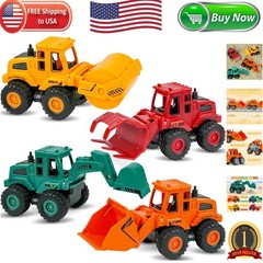 Toddler-Friendly Friction Powered Construction Truck Set – 4 Vibrant Vehicles