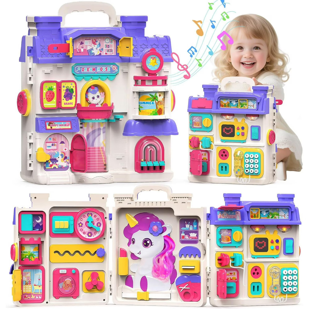 Nicella Busy Board Montessori Toy for 1 Year Old Girls – 56-in-1 Early Learning