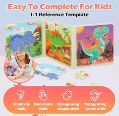 Magnetic Puzzles for Kids, Toddler Dinosaur Jigsaw Puzzles Book Preschool (3+)