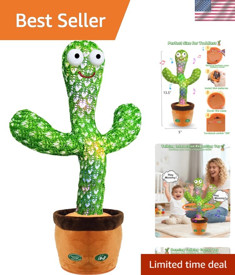 Interactive Baby Toys Dancing Talking Cactus Toy, Singing Musical & Record Re…