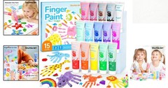 Bright 15-Color Non-Toxic Finger Paint Set – Perfect for Toddlers’ Arts & Crafts