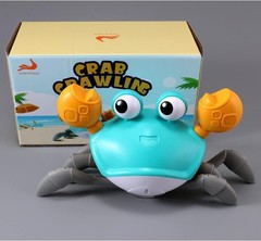 Crawling Crab Baby Tummy Time Toy – Interactive Lights, Sounds, 8x5x4in