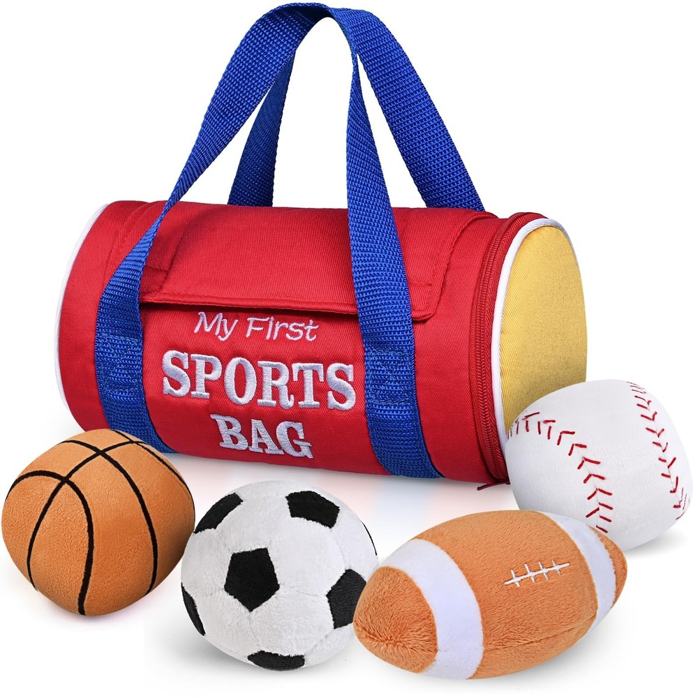 Kmuysl Baby Toys 0-12 Months My First Sports Bag Plush Toy – 4 Sensory Balls