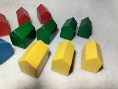 15 Pc. Lot Diorama Rainbow Blocks Little Houses Wooden Geometric Toy Repurpose