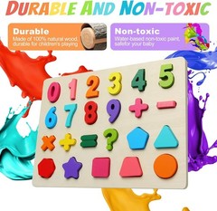 Wooden Puzzles for Toddlers, Number Shape Toddler Puzzles, Number Blocks Toys…