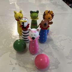 HABA Wonderworld Wooden Baby Toy Lot Rattles Animal Bowling Set BH688