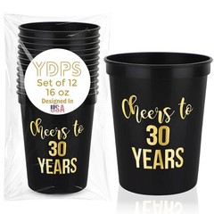 30th Birthday Decorations Party Cups – Cheers to 30 Years Reusable Plastic