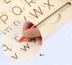 Children Writing Practice Wooden Alphabet Board Alphanumeric Handwritten