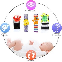 High Contrast Baby Toys Infant Rattle Socks and Wrist Rattles Set 0-12 Months