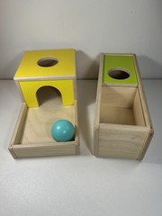 Lovevery Ball Drop Box and Sliding Top Box with 1 Wood Ball Montessori Toys