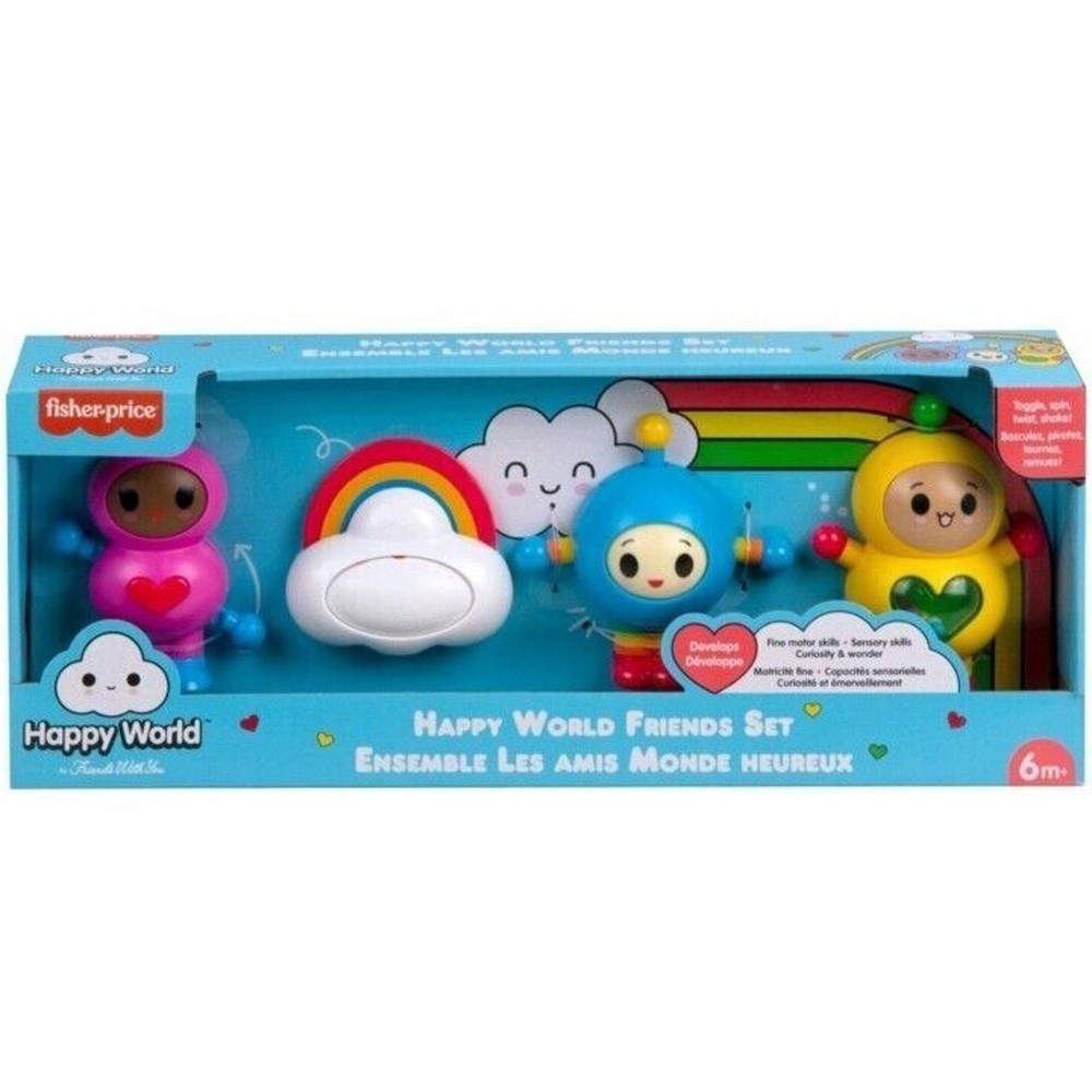 Fisher-Price Happy World Friends Set Sensory Toys 4-Pack Infant Baby Play New