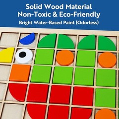 Wood Pattern Blocks Set for Kids – Problem Solving & Creativity with 120 Pieces