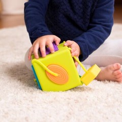 Silver Shape Sorting Cube with Silicone Shapes for Tactile Learning 10 Months+