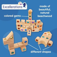 Wooden Gem Blocks – Set of 50 with Tray
