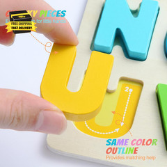 Wooden Puzzles for Toddlers, ABC Alphabet Puzzle, Learning Toys, Preschool Learn