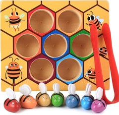 Toddler Fine Motor Skill Toy Bee to Hive Matching Game Montessori Wooden Co
