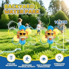 2 Pack Sunflower Water Sprinkler,Manual Rotating Flower Head Water Spray