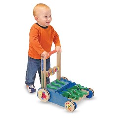 Melissa Doug Deluxe Chomp and Clack Alligator Wooden Push Toy and Activity