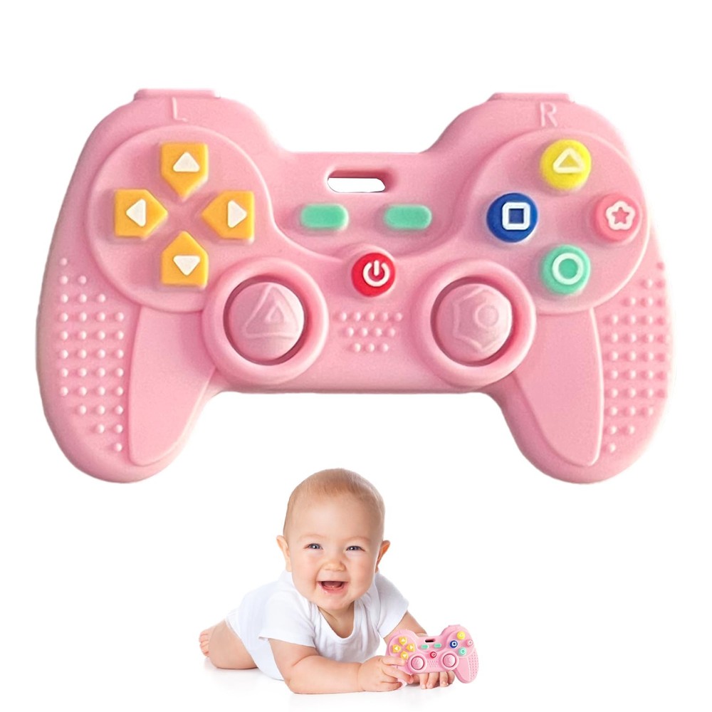 Hooku Silicone Teething Toys for Babies 0-6 Months, Teethers Pink