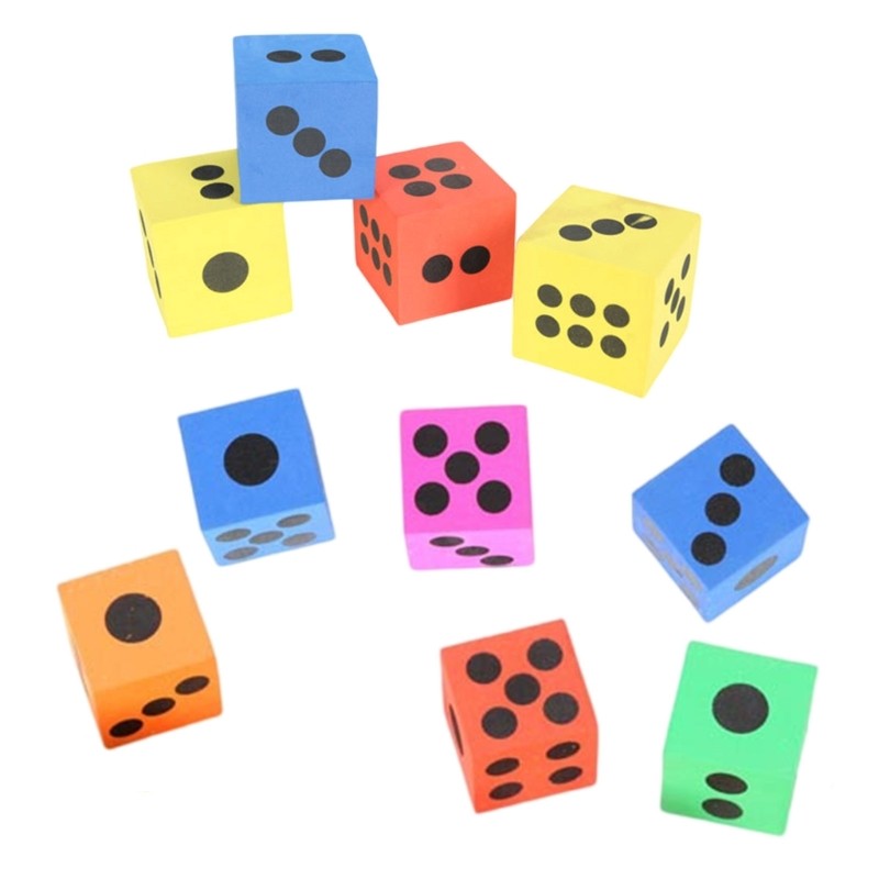 10Pcs Soft Sponge Dices For Family Game, School Game Educational Toy Foam Dices