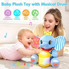 Stuffed Elephant Musical Toys for Baby 6-12 Months+, Early Learning Light up …
