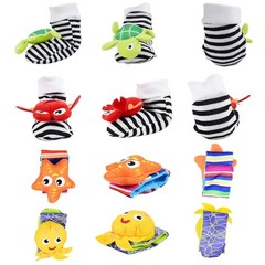 High Contrast Baby Toys Infant Rattle Socks and Wrist Rattles Set 0-12 Months