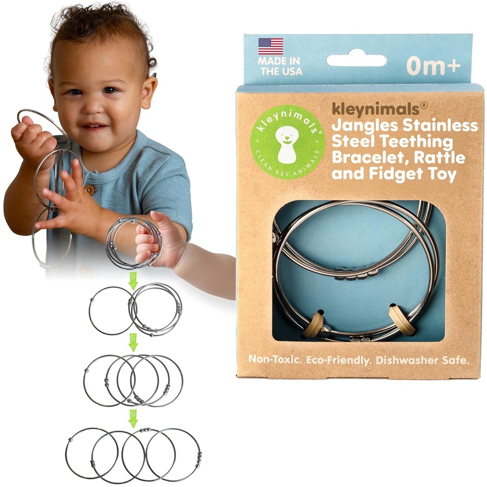 Jangles – Made in USA Stainless Steel Baby Rattle, Teether, Teething Bracelet…