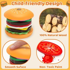 Jumlys Montessori Wooden Burger Stacking Toys for 2, 3, 4, 5 Year Olds, Fine …