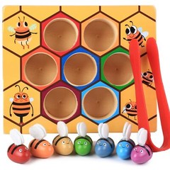 Toddler Fine Motor Skill Toy Bee to Hive Matching Game Montessori Wooden Co