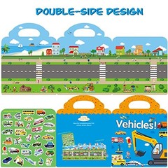 Reusable Sticker Book for Kidss Truck Stickers Educational Learning Vehicle