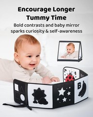 Black and White Baby Books for Newborn – Tummy Time Mirror Small, Monochrome