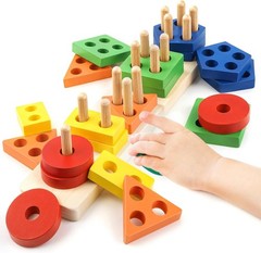Montessori Wooden Sensory Toys for Toddlers Age 1-3 Educational Puzzle Gift