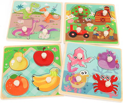 Wooden Peg Puzzles for Toddlers 1-3, Kids’ Educational Preschool Peg Puzzle Toy,