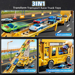 Toddler Car Truck Toys for 3 4 5 6 7 8 Years Old Boys, Transporter Truck Toy Tra