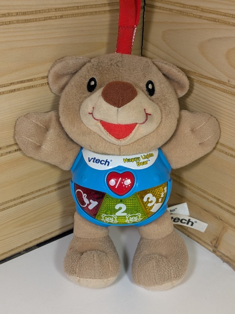 VTech 8″ Toy Happy Lights Bear Colors V Tech Musical Says Give Me A Hug. Tested