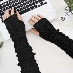 Arm Sleeve Winter Warmer, Fingerless Stretchy Gloves Knitted Long Arm Warmers…