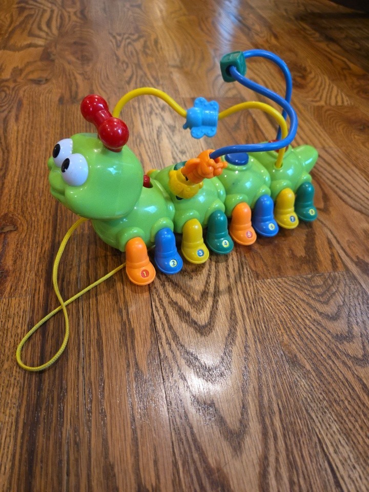 Multicolor Caterpillar Activity Toy with Numbered Feet, Bead Maze, Motor Skills
