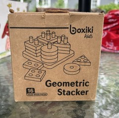 Boxiki Geometric Puzzle Stacker Shape Sorter Stacking Set Kids 18+Mos