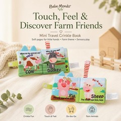 Bebe Mondo Touch & Feel Cloth Crinkle Books for Babies Infant,Baby Mango