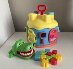 Toddler Toys Set. Kids Shape Sorter House Toy + Crocodile Dentist Game.