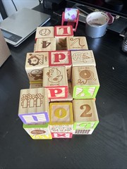 Wooden Blocks w/ Numbers, Letters, & Words 40pcs Educational Toy