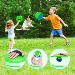 TEILLNET Toss and Catch Ball Set Upgraded – Kids Toys 4 Paddles 4 Balls Blue