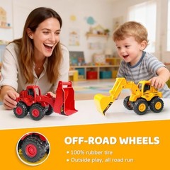 Construction Toys, Friction Powered Excavator Loader Truck Vehicles, Beach