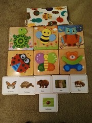NEW NASHRIO Wooden Puzzles for Toddlers 2-5 Years Old(Set of 6) + cards/bag