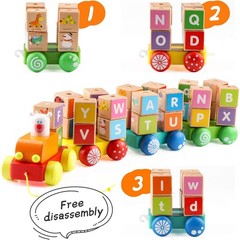 26 colorful letter blocks ABC Wooden block Cart Montessori Preschool Learning