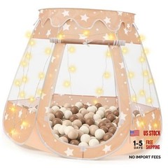 Pop Up Princess Tent with Star Light, Toys for 1 2 3 Year Old Girl Brown